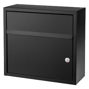 District Locking Security. Medium, Galvanized Steel, Wall-Mount Mailbox, Black