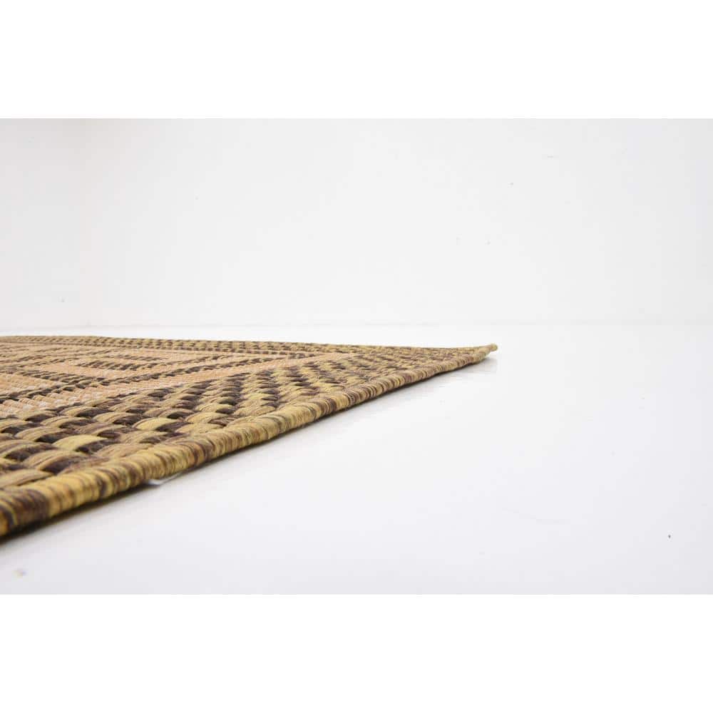 Greek Key Brown Synthetic Rectangular Outdoor Rug 8' x 10'