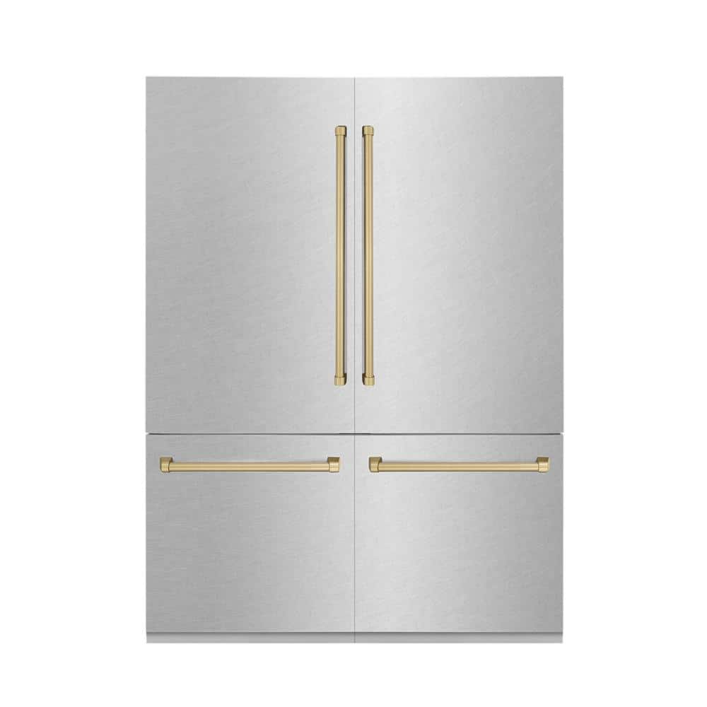 Autograph Edition 60 in. French Door Built-In Refrigerator in Satin Stainless Steel with Champagne Bronze Accents