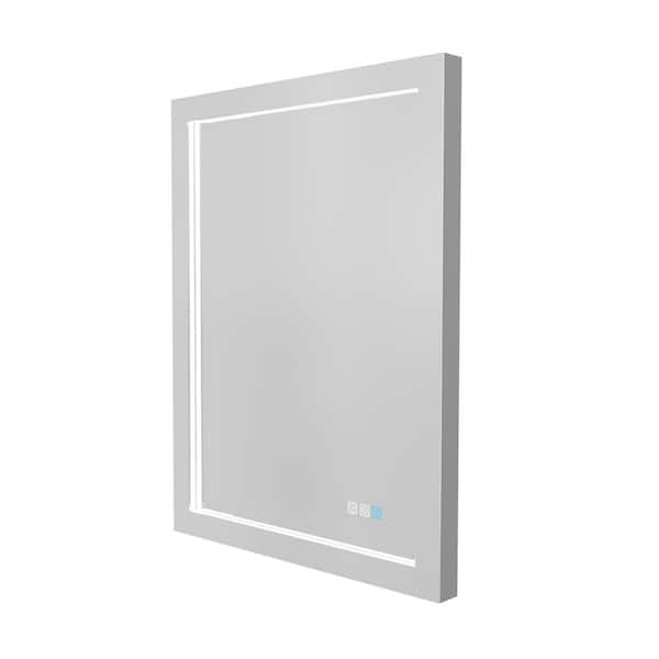 Satico 24 in. W x 32 in. H Rectangular Frameless Anti-Fog LED Light Wall Mounted Bathroom Vanity Mirror in Aluminum