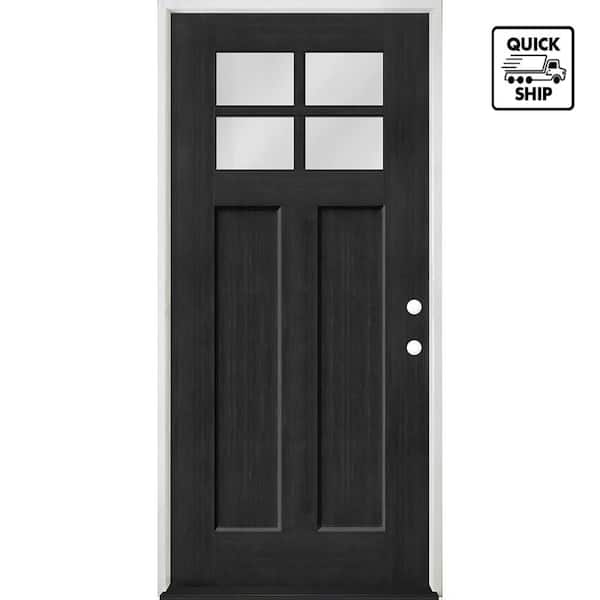 Regency 36 in. x 80 in. 4 Lite 1/4 Toplite LHIS Clear Glass Onyx Stained Fir Grain Fiberglass Prehung Front Door