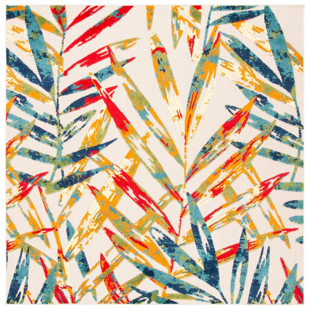 Cabana Ivory/Navy 7 ft. x 7 ft. Palm Leaf Indoor/Outdoor Patio  Square Area Rug price history on PriceWatchPro