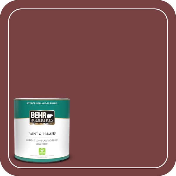 BEHR PREMIUM PLUS 1 qt. #PPF-01 Tile Red Semi-Gloss Enamel Low Odor Interior Paint & Primer