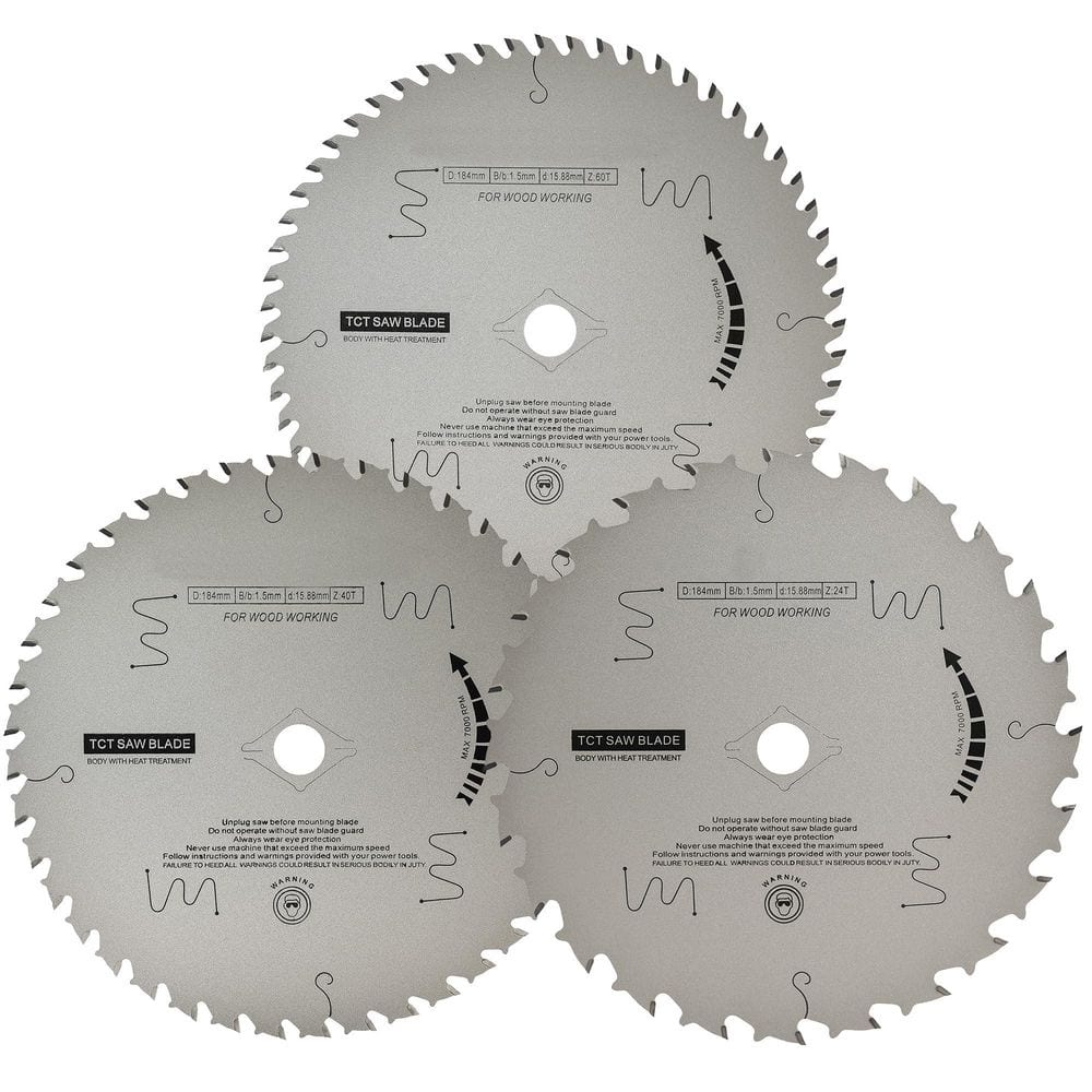 7-1/4 in. 24-Tooth Wood Cutting Tungsten Carbide Circular Saw Blade Non-Stick Coating ATAF Grind 3-Pack price history on PriceWatchPro