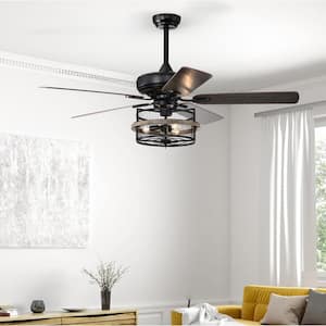 52 in. Indoor Black Standard Ceiling Fan with 5 Blades