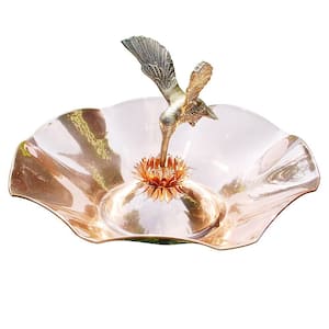 13.25 in. Dia, Copper Plated Hummingbird Birdbath Bowl