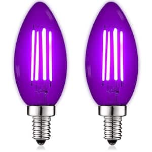 40-Watt Equivalent LED Purple Light Bulbs, 4.5-Watt, Colored Glass Candelabra Bulb, UL Listed, E12 Base (2-Pack)