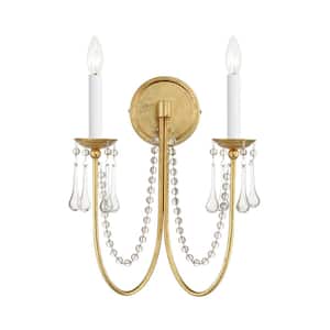 Plumette 14 in. 2-Light Steel Wall Sconce with Crystal