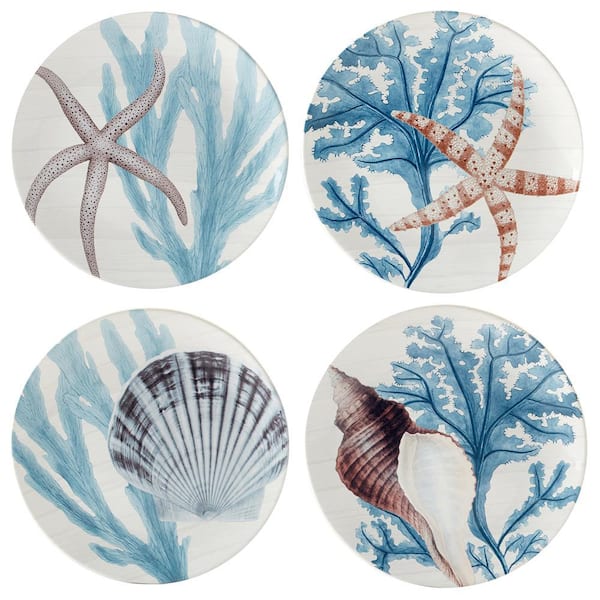 Certified International Beyond the Shore Multicolor Earthenware Dinner Plates (Set of 4)