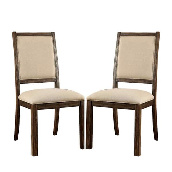 COLETTE Rustic Oak and Beigedustrial Style Side Chair