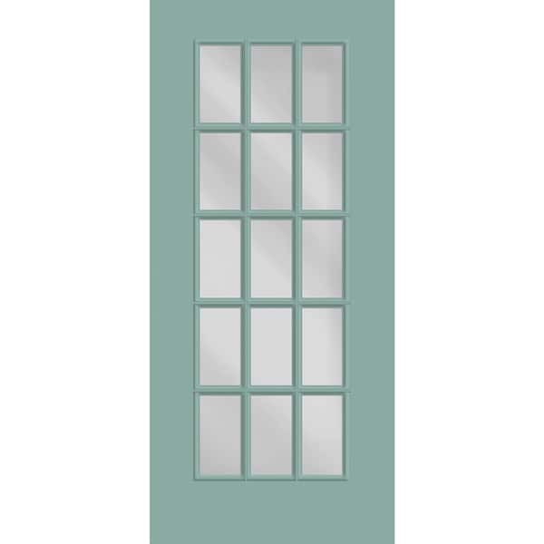 Reliant 32 in. x 80 in. Universal Handing FullLite 15L SDL Clear Glass Quarry Finish Fiberglass Front Door Slab