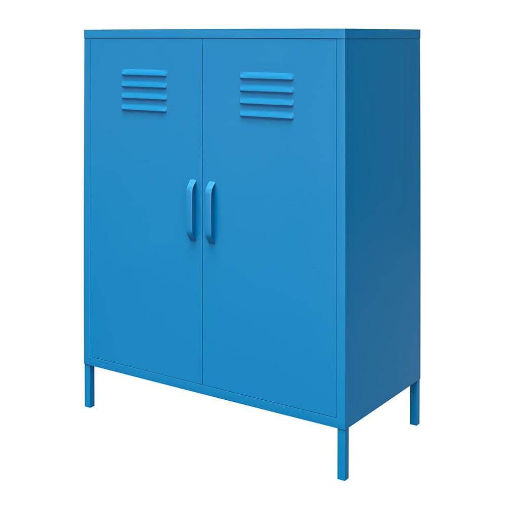 Bright Blue Metal Locker Style Storage Cabinet with Adjustable Shelving