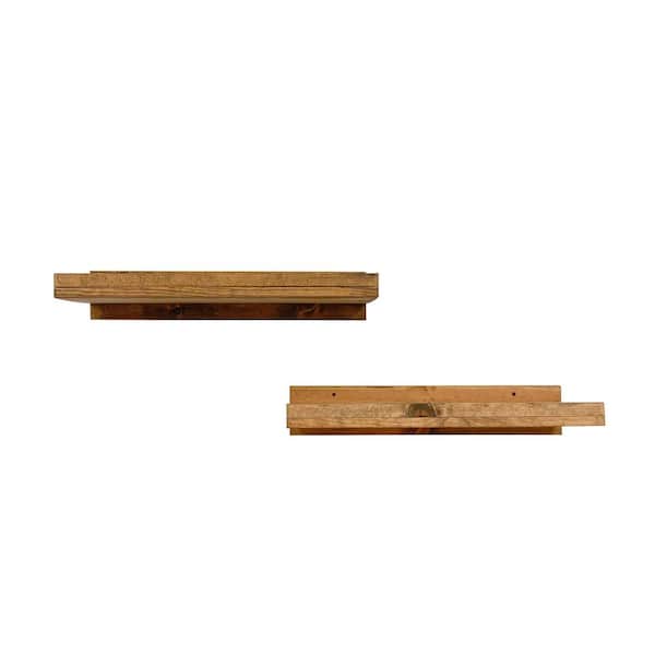 Del Hutson Designs Rustic Luxe 24 in. W x 10 in. D Floating Walnut Decorative Shelves (Set of 2)