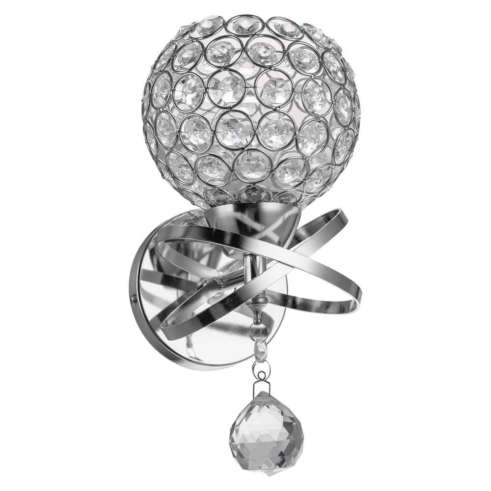 Chrome 5.12 in. 1 Indoor Wall Sconce with Antique Metal Crystal Shade price history on PriceWatchPro