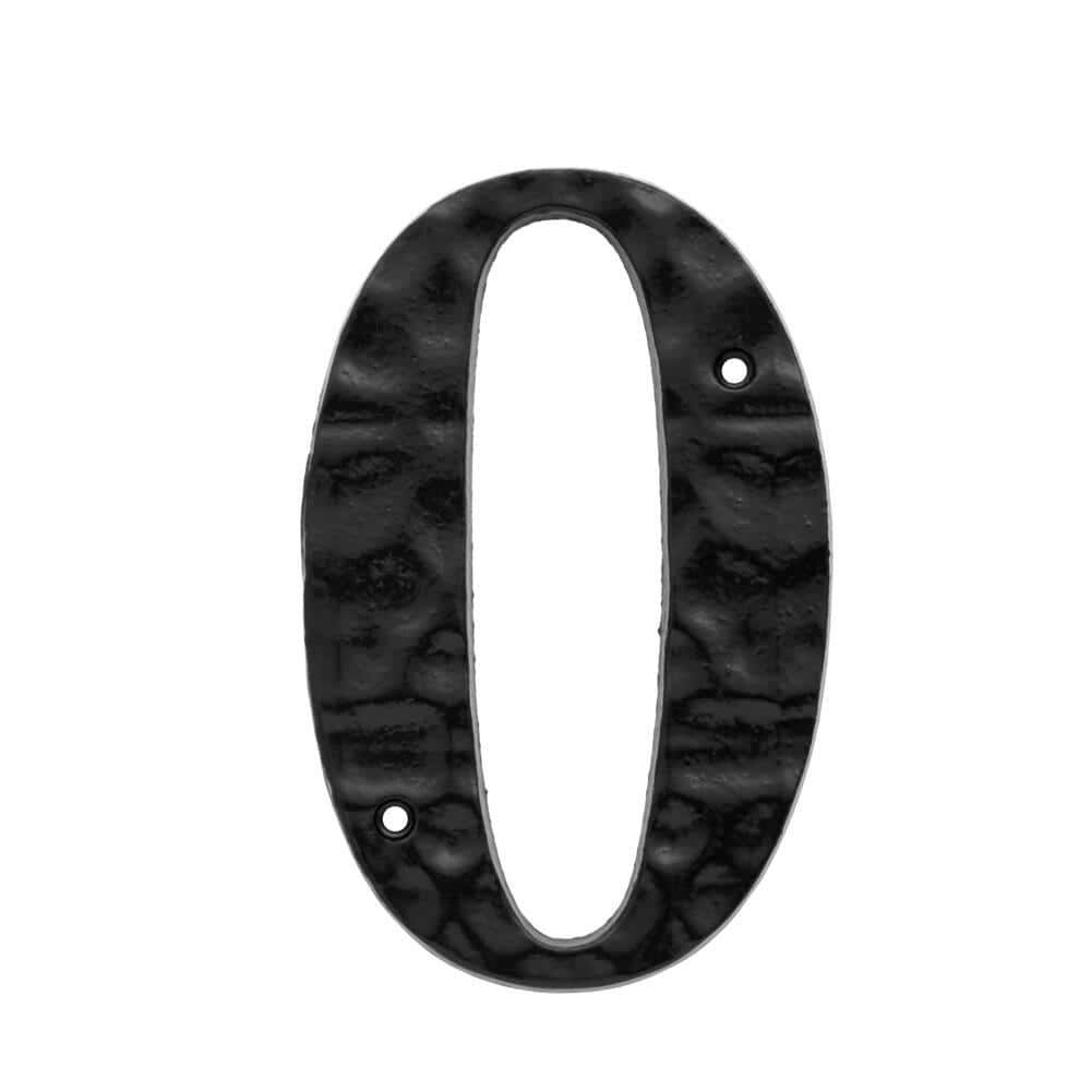 6 in. Black Cast Iron House Number 0
