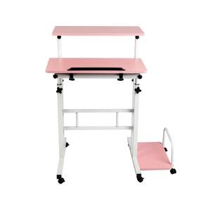 28 in. Rectangular Pink Standing Desk with Adjustable Height Feature