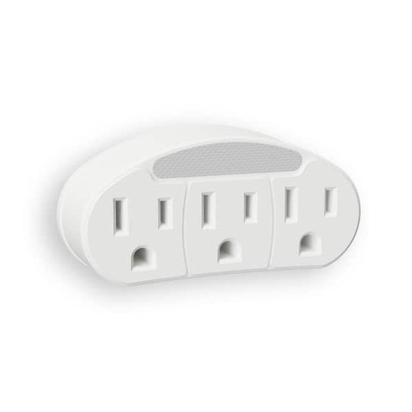 AllAboutAdapters Motion-Activated LED Night Light for AC Outlet Plug-in  White