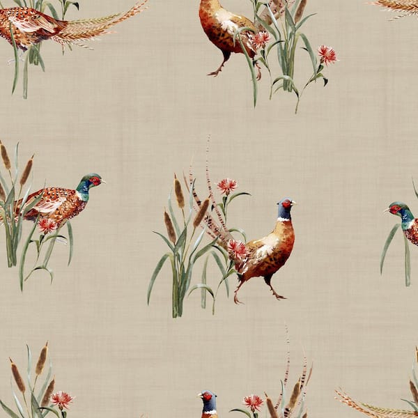 Eustace Neutral White Pheasant Meadow Wallpaper Sample