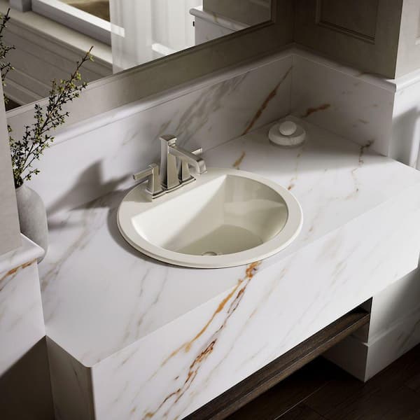 KOHLER Bryant 19 in. x 18.9 in. Drop-In Bathroom Sink in Biscuit Vitreous China