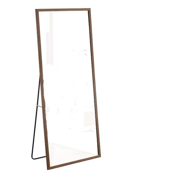 Unbranded Elegant aesthetic Fourth Generation Brown 31.5 in. W x 71 in. H Rectangle Solid Wood Full Length Mirror