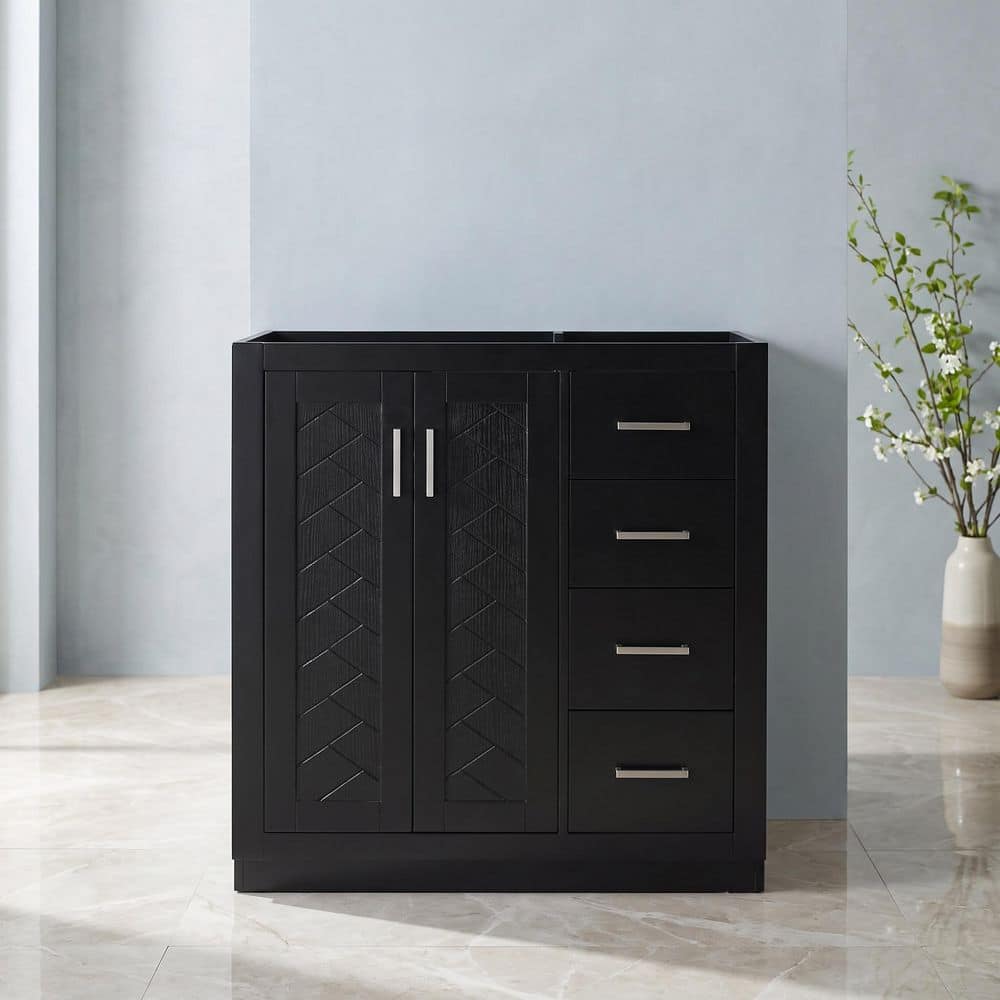 30 in. Bath Vanity Cabinet without Top in Black with 3 Drawers and Soft Closing Doors