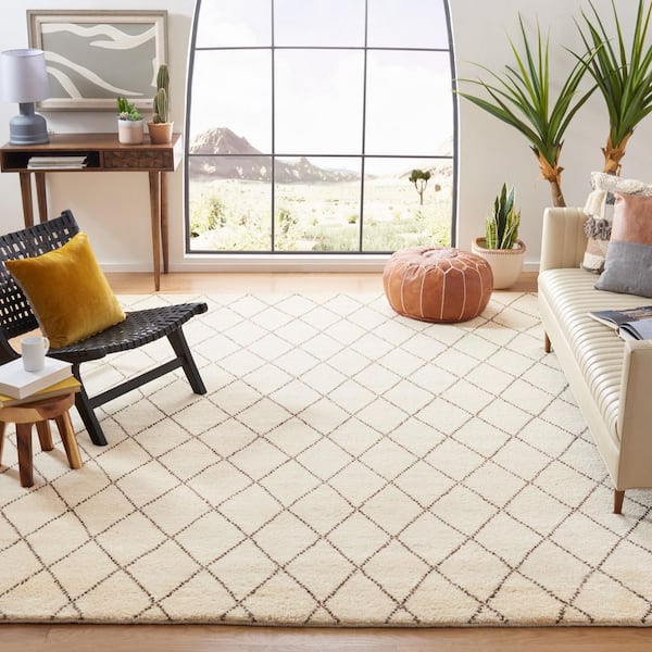 Loft 8 ft. x 10 ft. Cream/Brown Geometric Diamond Area Rug