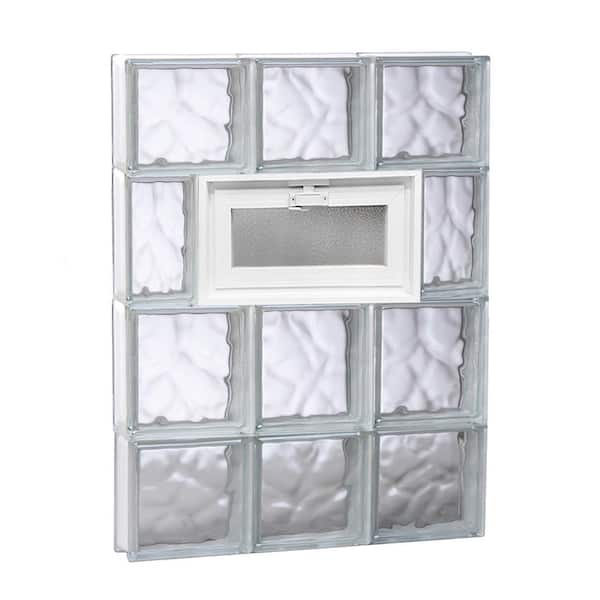 Clearly Secure 17.25 in. x 27 in. x 3.125 in. Frameless Wave Pattern Vented Glass Block Window