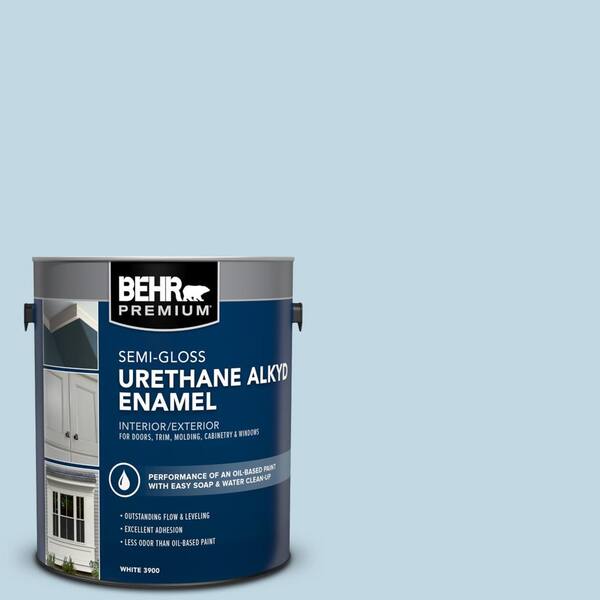 BEHR PREMIUM 1 gal. #S500-1 Distant Shore Urethane Alkyd Semi-Gloss Enamel Interior/Exterior Paint