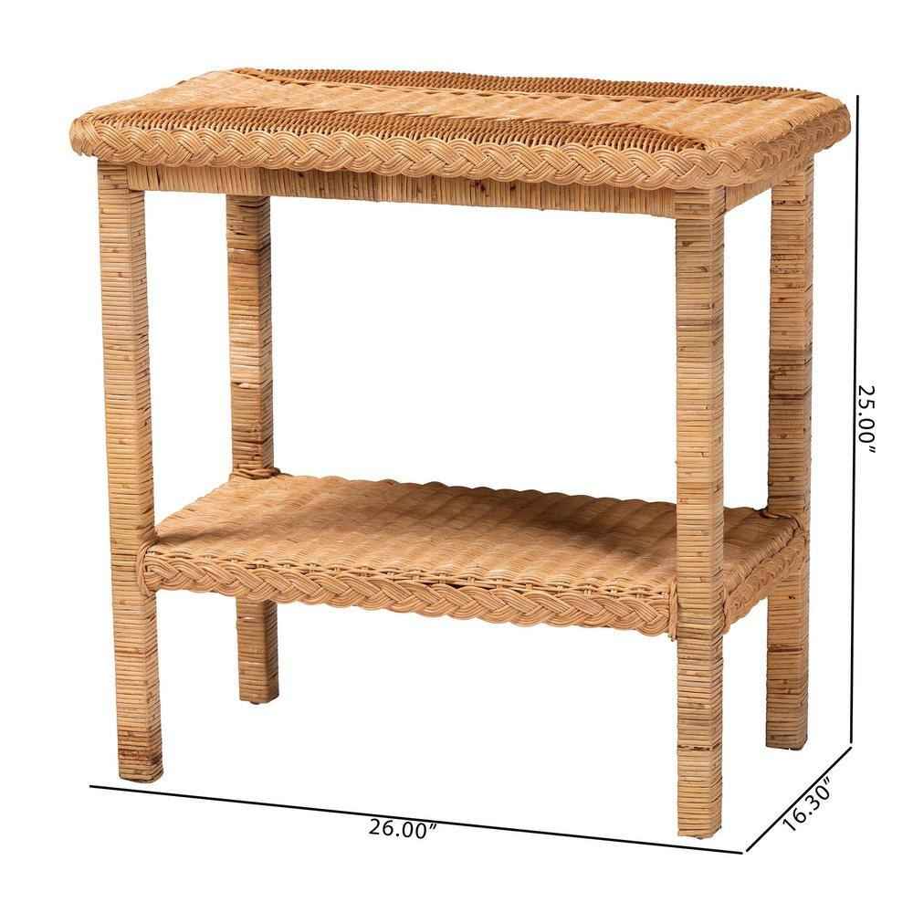 Minahasa 26 in. Light Honey Rectangle Rattan End Table - thumbnail 7