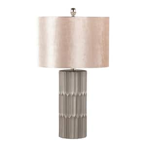 Tania 23 in. Brown & Metallic Brown Ceramic Table Lamp with Champagne Shade