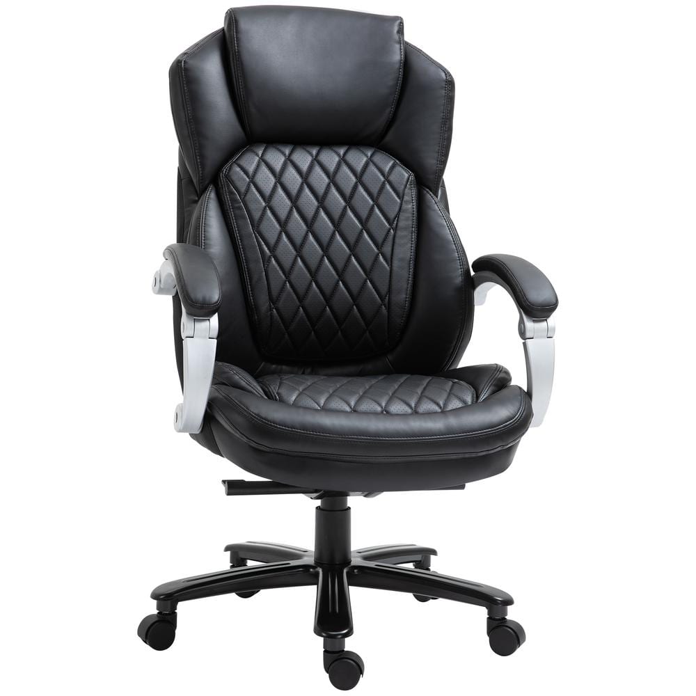 Heavy Duty Leather Office Rolling Computer Chair Black High Back Executive Desk 