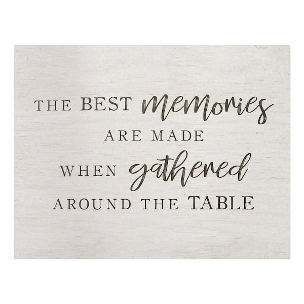 HomeRoots Victoria Wooden White "Best Memories Gathered Around The Table" Oversized Wall Art