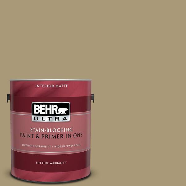 BEHR ULTRA 1 gal. #UL190-20 Exploring Khaki Matte Interior Paint and Primer in One