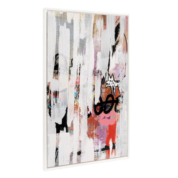 Kate and Laurel Modern Abstract Colorful Wall Decor Street Art 1-Piece White Framed Canvas Art Print, 28 in. x 38 in.