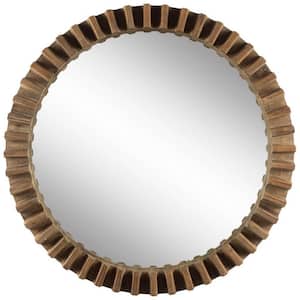 Large Round Medium Brown Modern Mirror (44.0 in. H x 44.0 in. W)