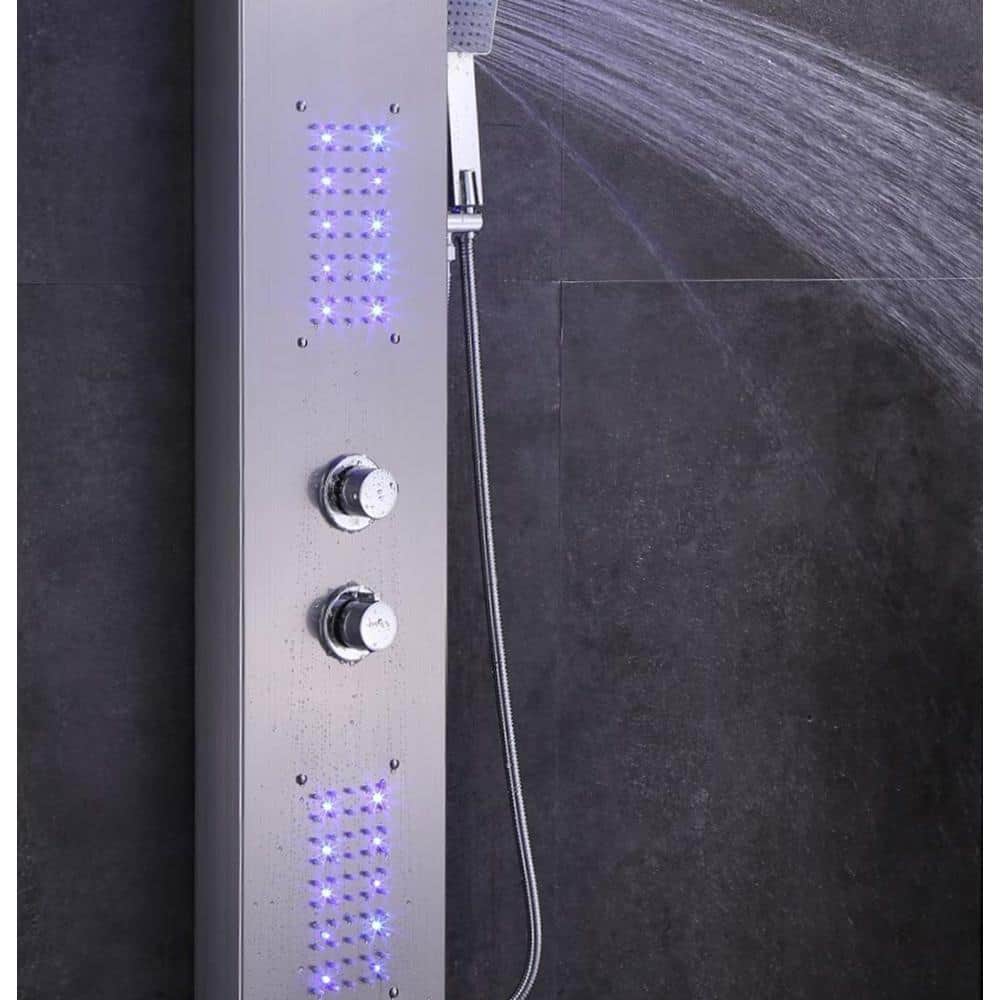 Brushed Nickel LED Rainfall Waterfall Shower Panel System