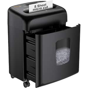 8-Sheet High Security Micro Cut Paper, Credit Cards/Mail/Staples/Clips Shredder with 4 gal. Pullout Bin in Black