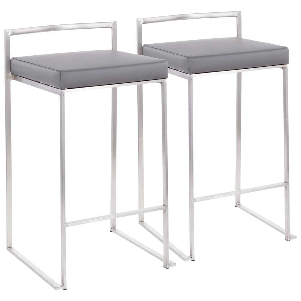 Lumisource Fuji 26 in. Stainless Steel Stackable Counter Stool with ...