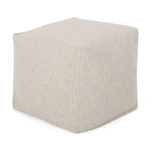 in de rij gaan staan Concessie zebra Noble House Camrose Ivory Pattern Fabric Cube Pouf 71537 - The Home Depot