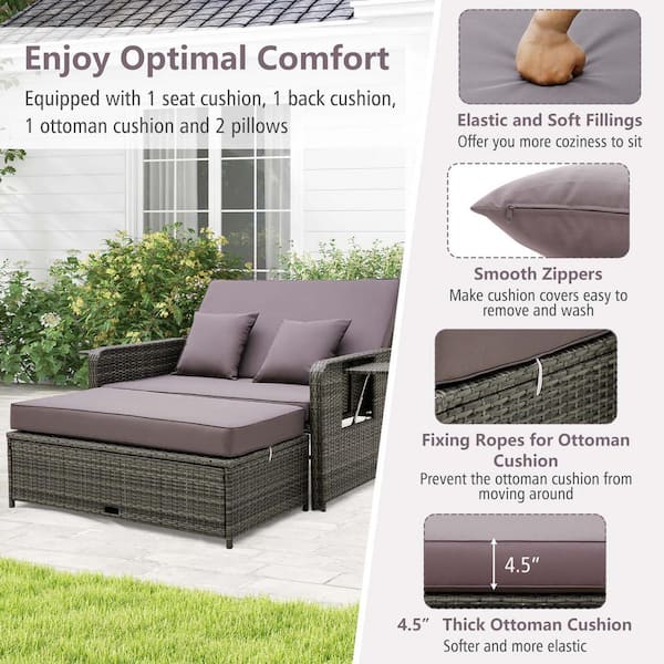 Garden chaise discount and footstool set