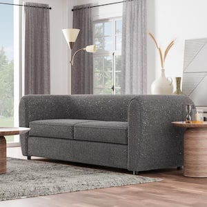 Katie 86.5 in. Round Arm Boucle Polyester Fabric Modern Rectangle Pocket Coil Cushion Sofa In Gray