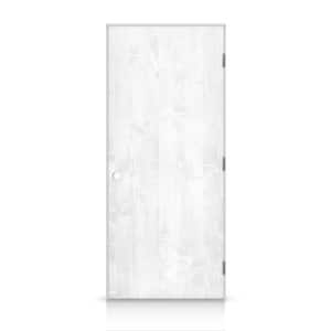 28 in. x 80 in. Flush Left-Handed Hollow-Core White Stained Smooth Pine Wood Single Prehung Interior Door