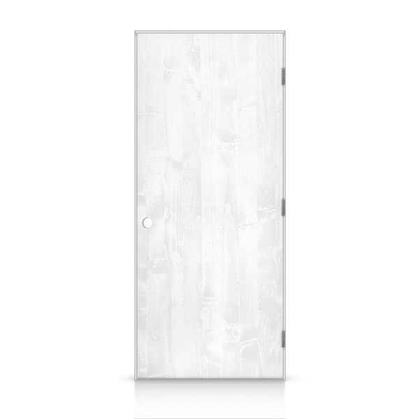 CALHOME 28 in. x 80 in. Flush Left-Handed Hollow-Core White Stained Smooth Pine Wood Single Prehung Interior Door
