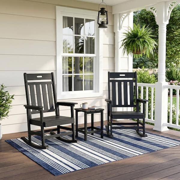 Tozey Chillrest Black Plastic HDPE Outdoor Rocking Chair T-PC220R0