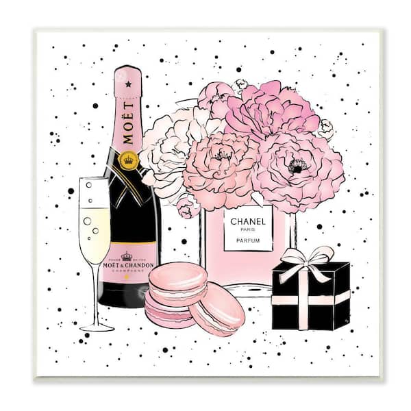 Stupell Industries "Pink Glam Celebration Fashion Dessert Champagne" by Martina Pavlova Unframed Drink Wood Wall Art Print 12 in. x 12 in.