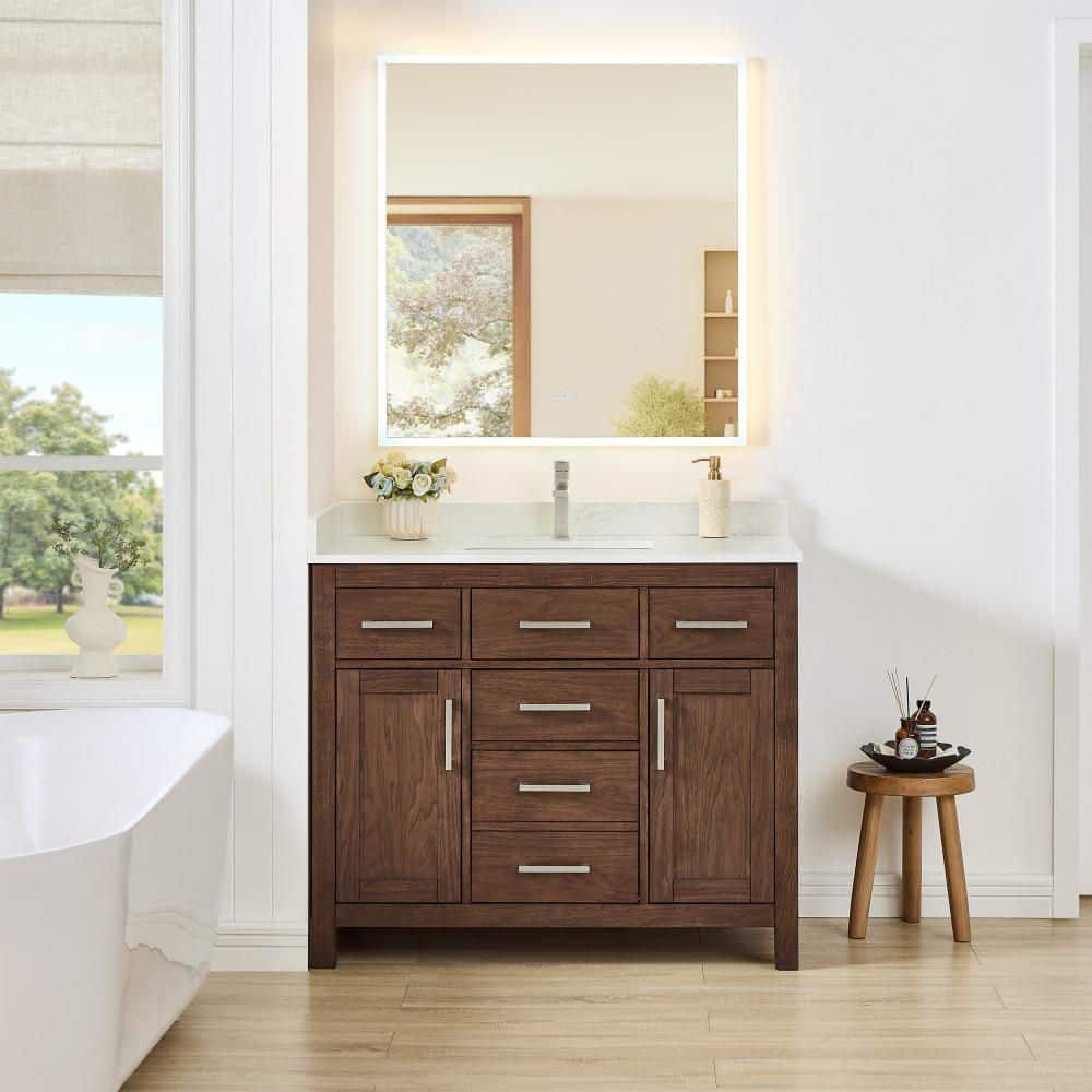 Beckett 42 in. Single Freestanding Dark Walnut Bath Vanity with Top price history on PriceWatchPro
