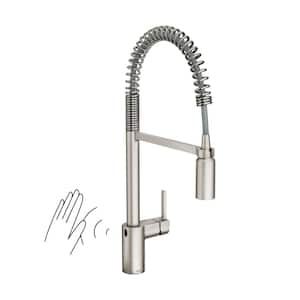 Align 1-Handle Pre-Rinse Spring Pulldown Kitchen Faucet with MotionSense Wave and Power Clean in Spot Resist Stainless