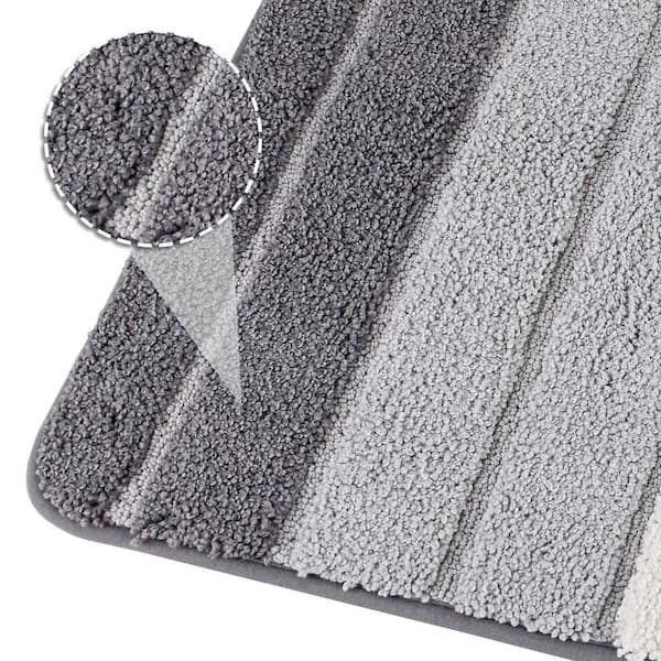 Gray Bathroom Rug 15.75 in. x 23.62 in. Bath Mat Absorbent Soft Microfiber Bathroom Mat with Non-Slip TPR Backing