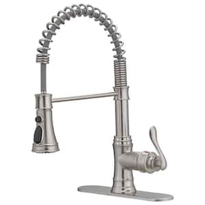 Satico Single Handle Gooseneck Pull Down Sprayer Kitchen Faucet With Deckplate Included In