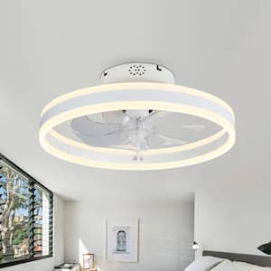 20 in. Indoor Modern White Ceiling Fan with Dimmable Integrated LED and Remote Low Profile Dimmable Fans